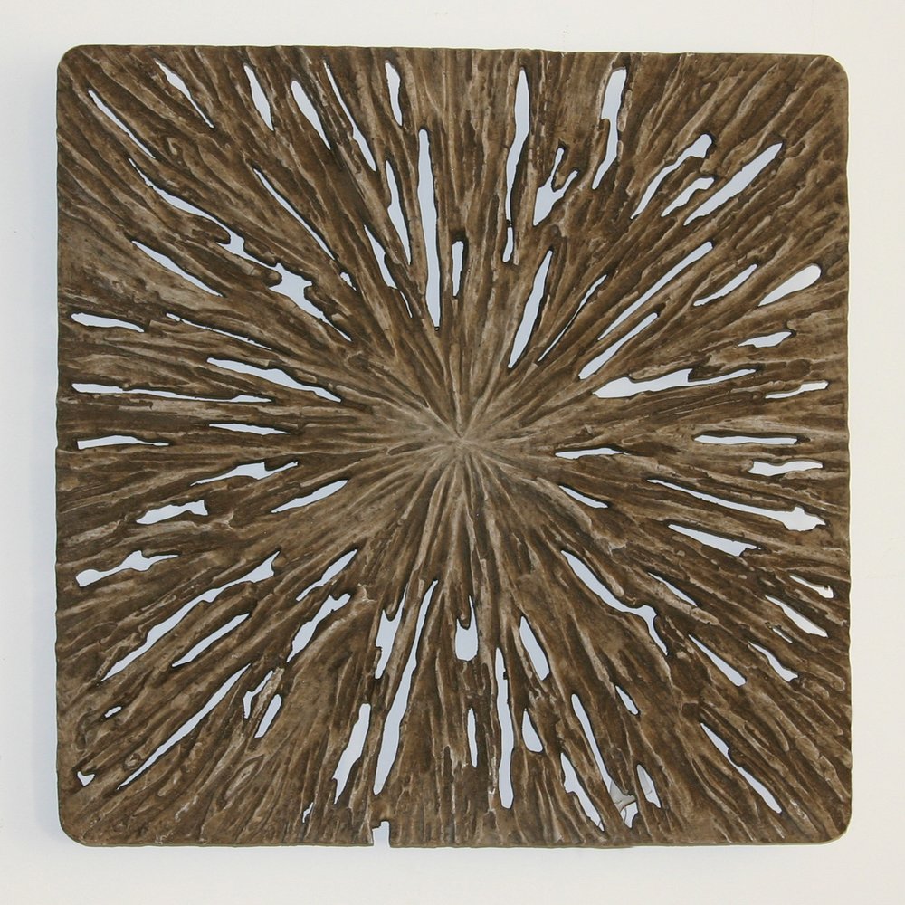 19" X 19" X 2" Brown Square Rotten Wood Wall Decor
