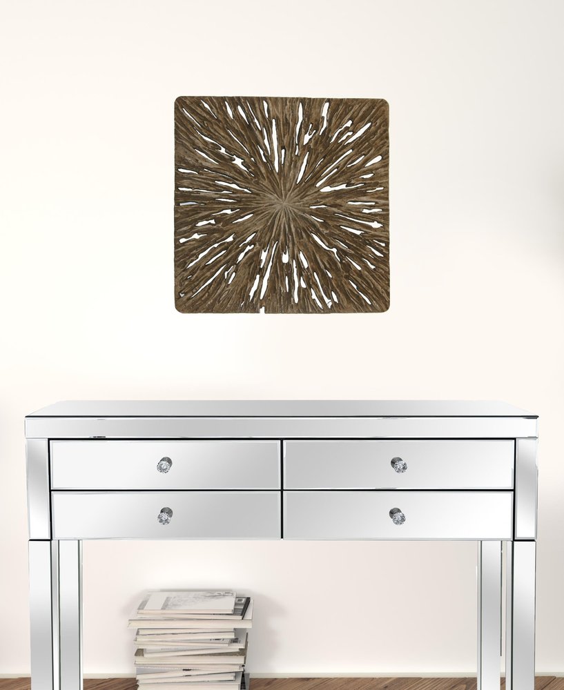 19" X 19" X 2" Brown Square Rotten Wood Wall Decor