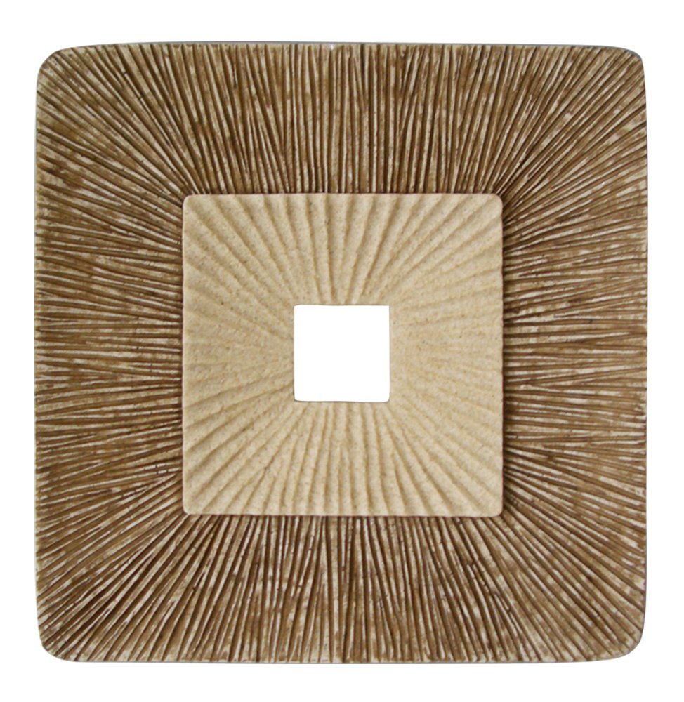26" X 26" X 2" Brown Concave Square Double Layer Ribbed Wall Plaque