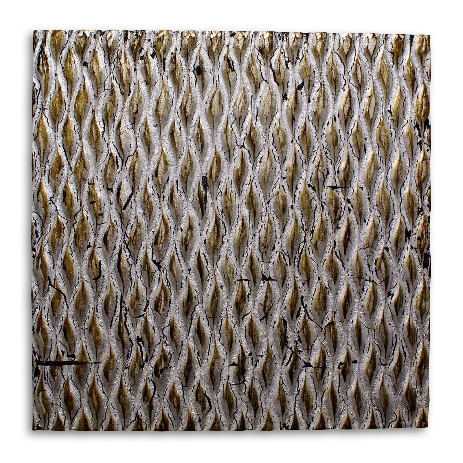 36" X 36" Silver Square Abstract Hanging Dimensional Sculpture