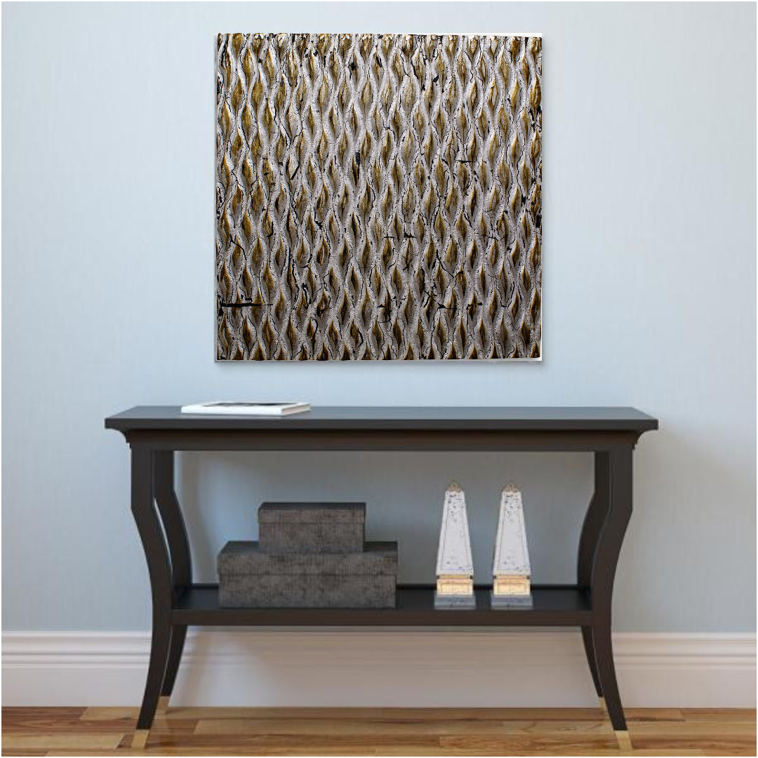 36" X 36" Silver Square Abstract Hanging Dimensional Sculpture