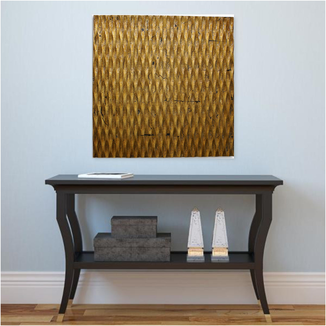 36" X 36" Silver Square Abstract Hanging Dimensional Sculpture
