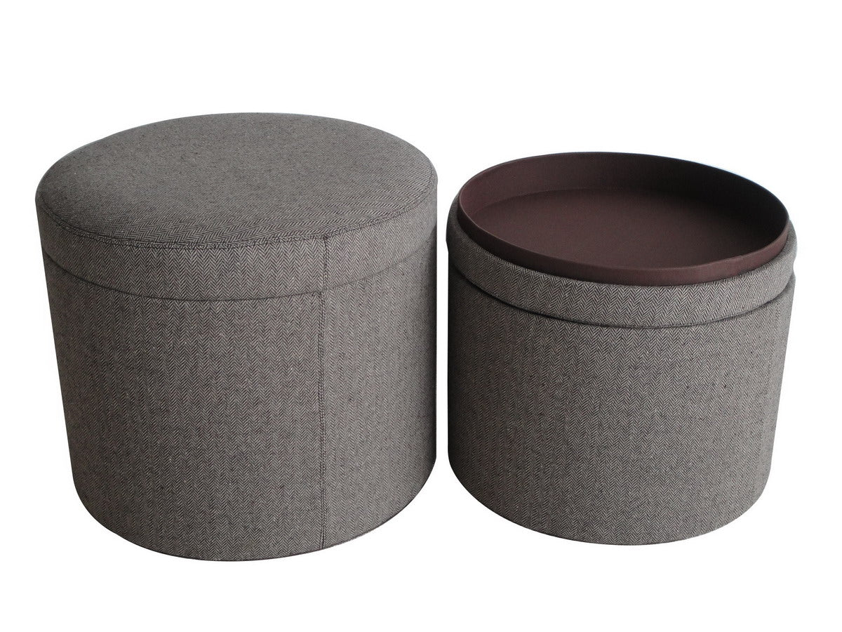 Gray outlet faux leather round storage ottoman