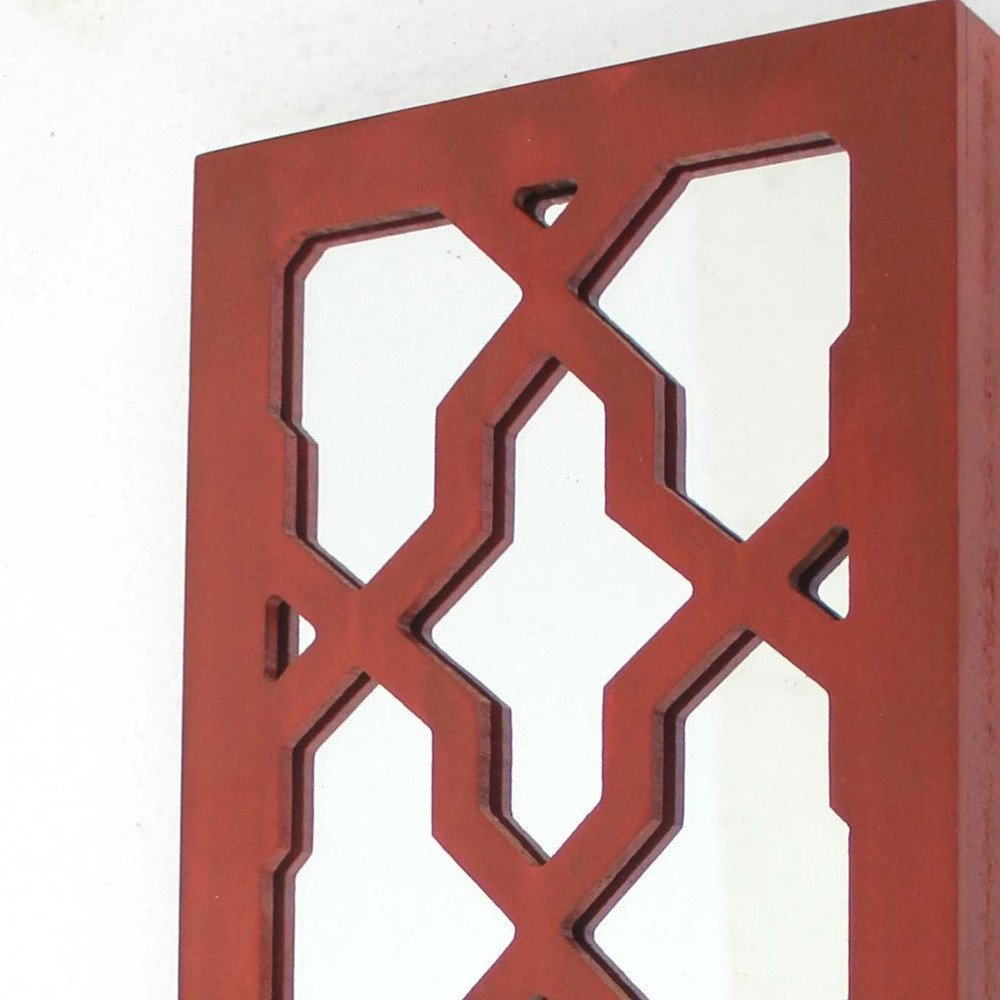 17" Red Solid Wood Wall Sconce Candle Holder