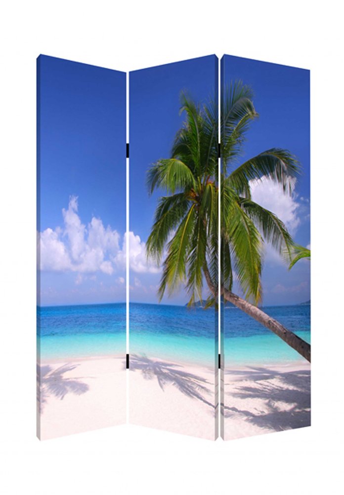 48 X 72 Multi Color Wood Canvas Paradise Screen