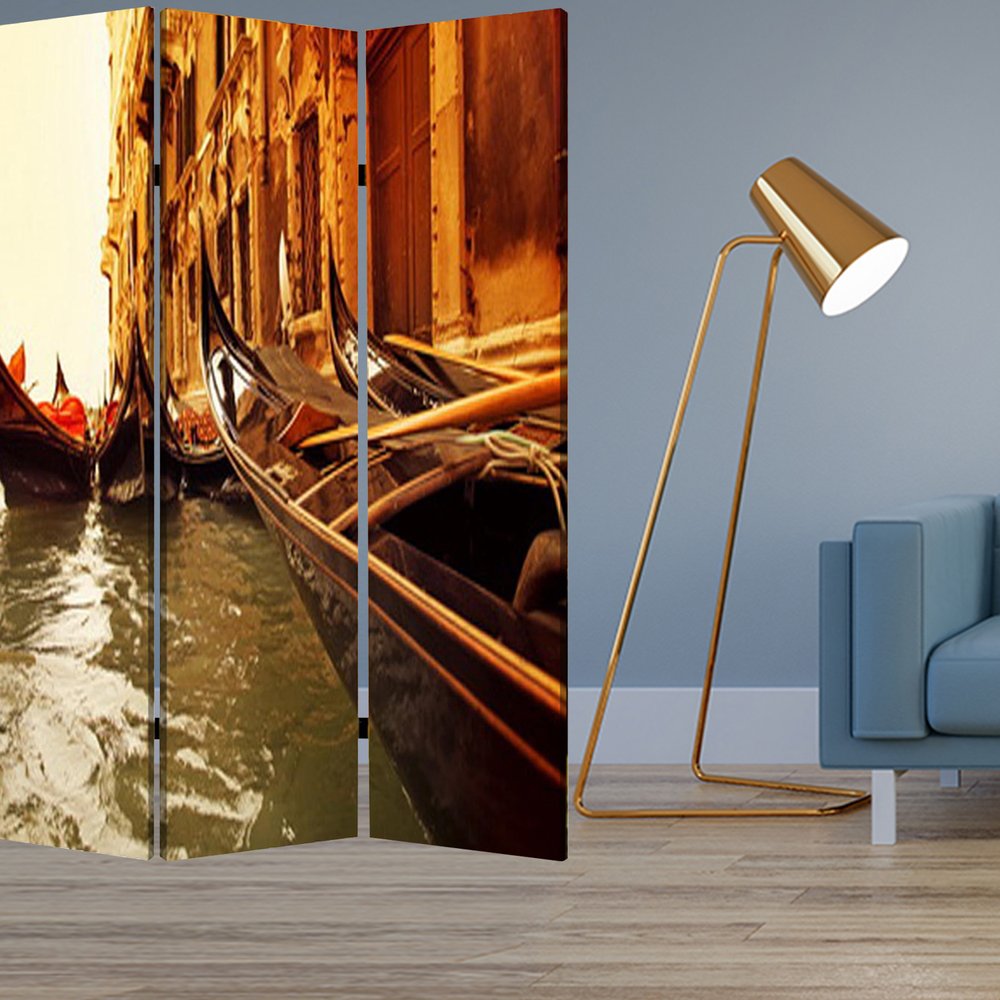 48" X 72" Multi Color Wood Canvas Venice Screen
