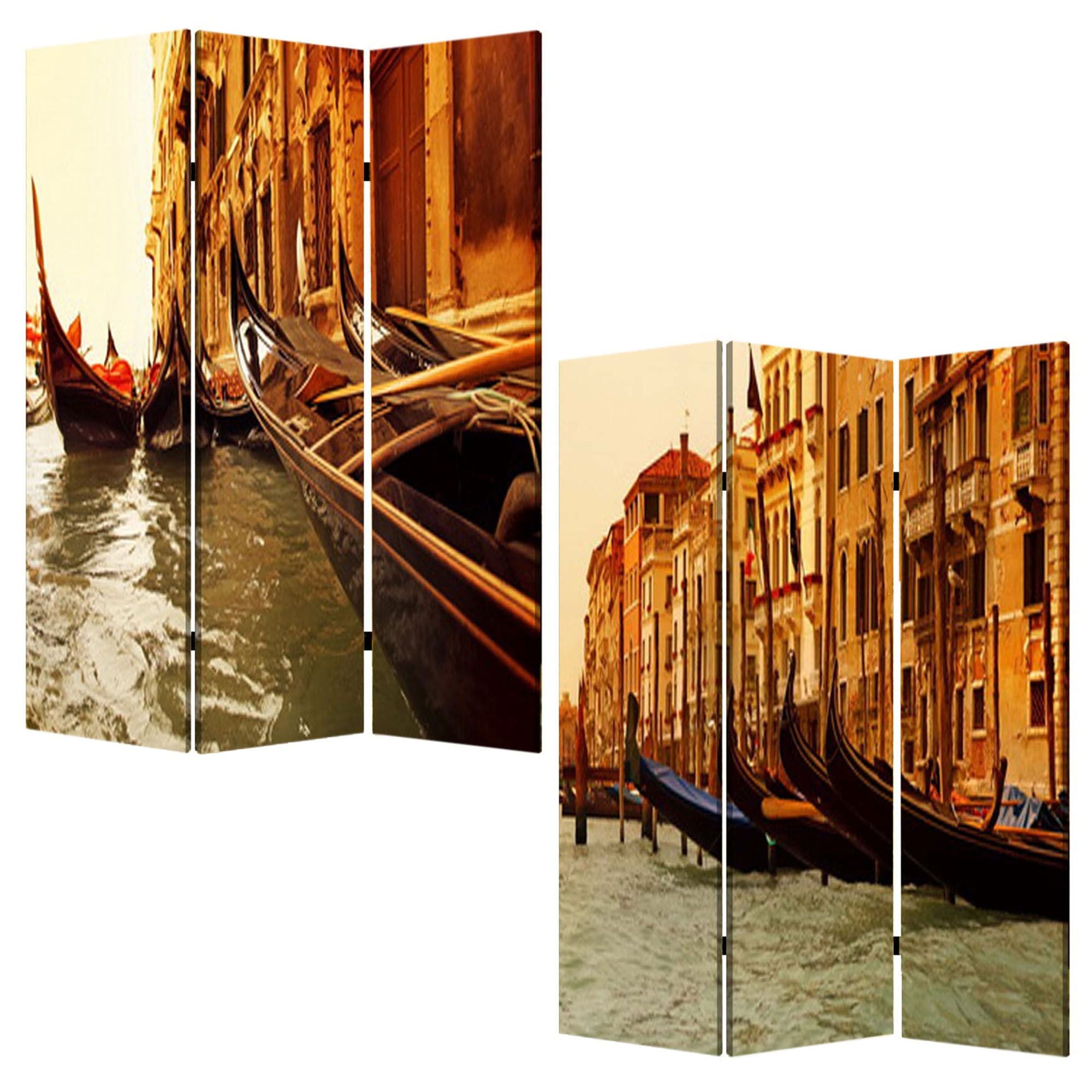 48" X 72" Multi Color Wood Canvas Venice Screen