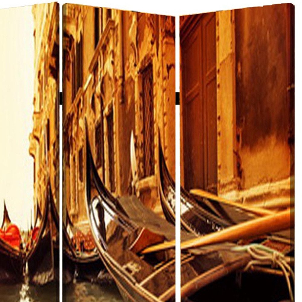 48" X 72" Multi Color Wood Canvas Venice Screen