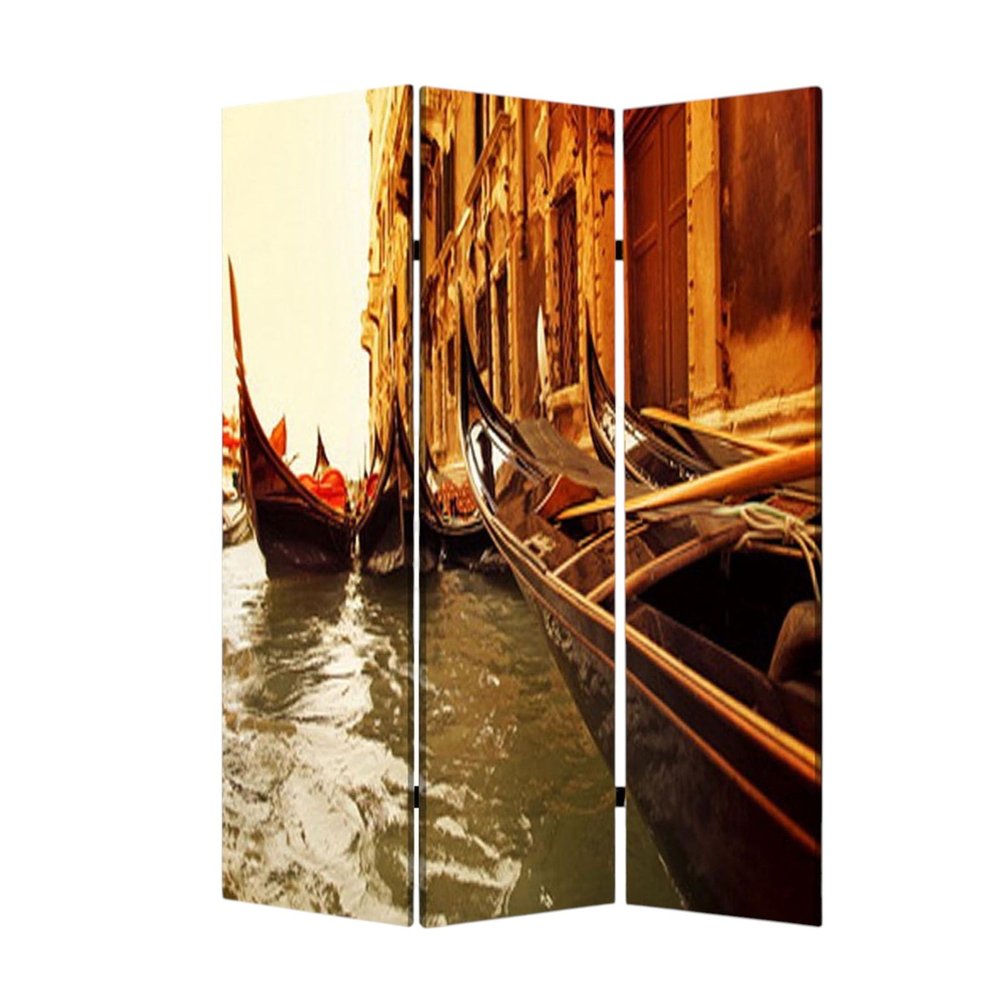 48" X 72" Multi Color Wood Canvas Venice Screen