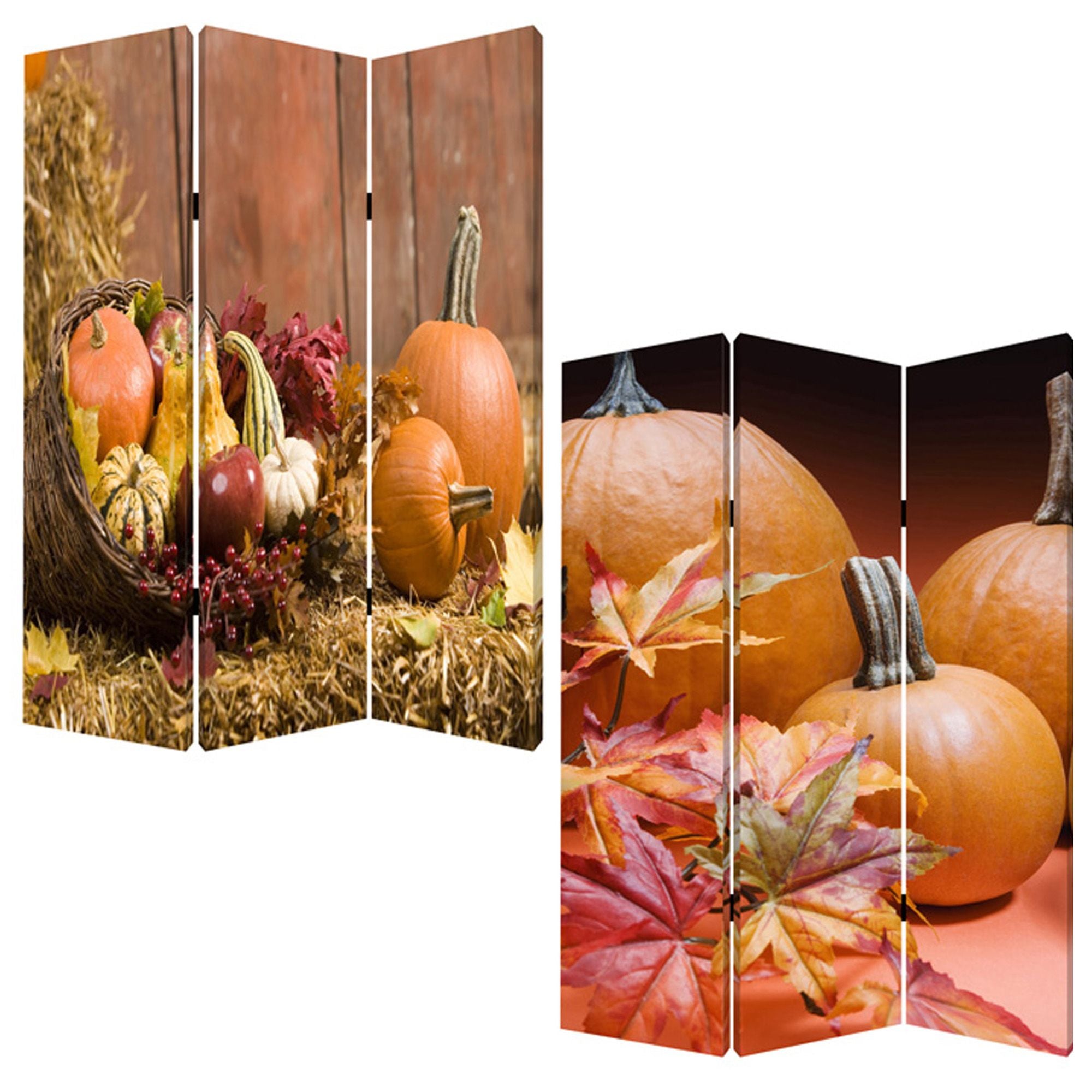 72" Brown Canvas Folding Three Panel Screen Room Divider