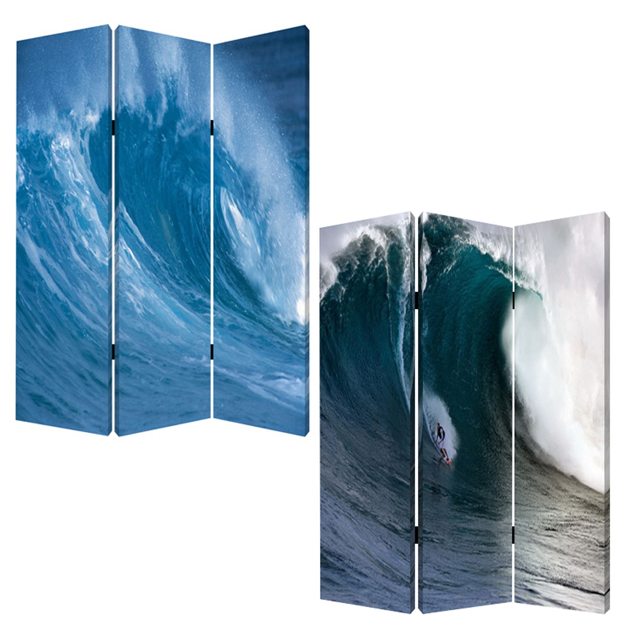 48 X 72 Multi Color Wood Canvas Wave Screen