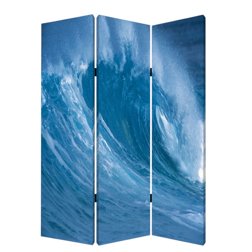 48 X 72 Multi Color Wood Canvas Wave Screen
