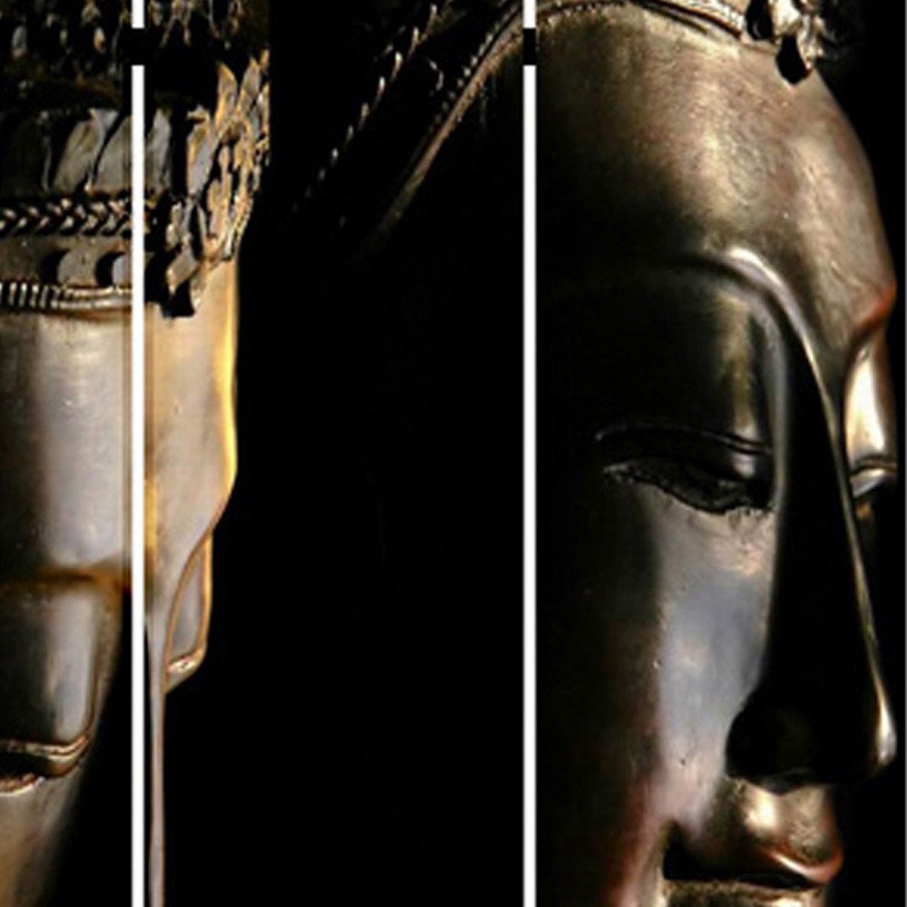 48" X 72" Multi Color Wood Canvas Budda Screen