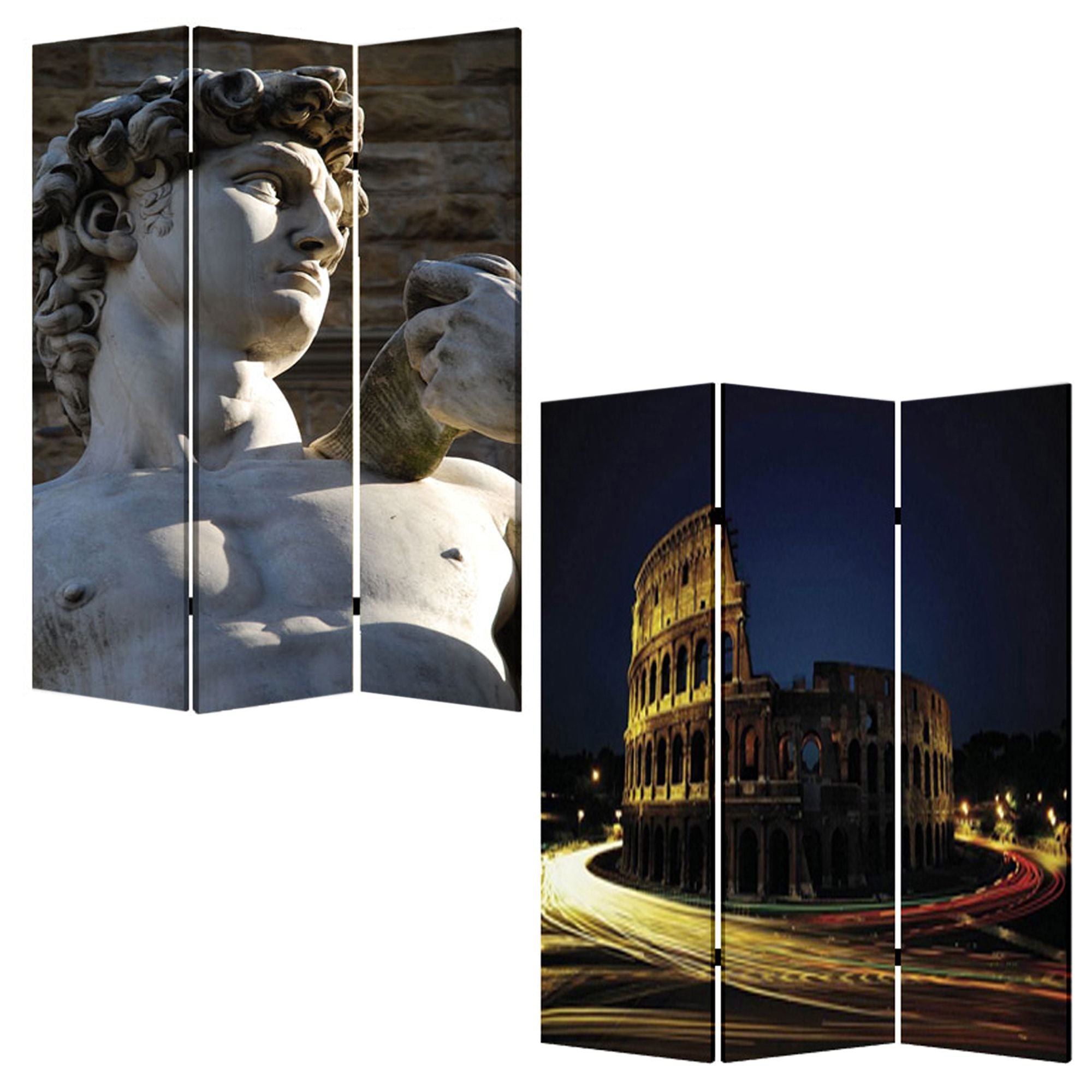 48" X 72" Multi Color Wood Canvas Rome Screen