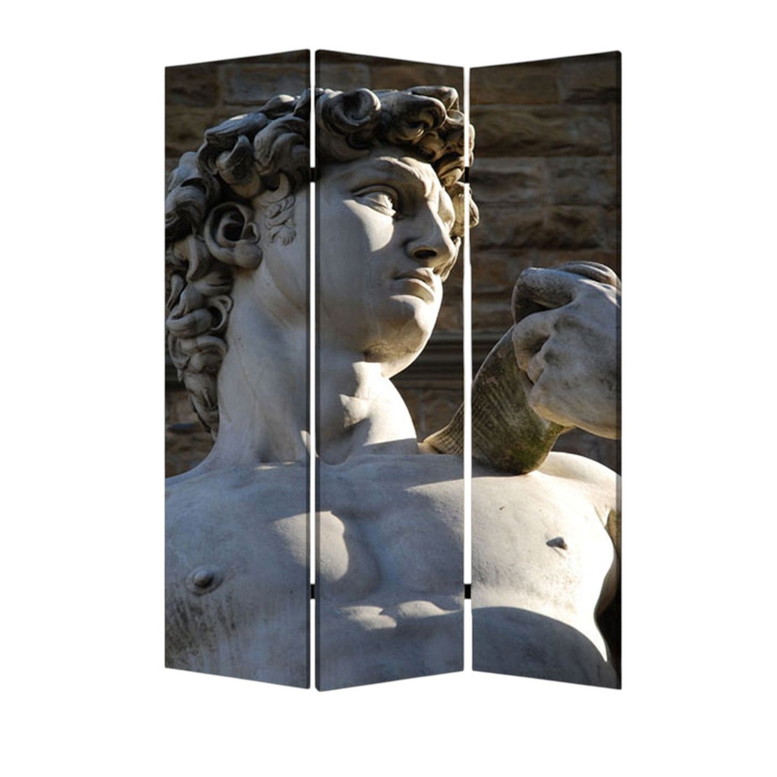 72" Gray Canvas Folding Three Panel Screen Room Divider