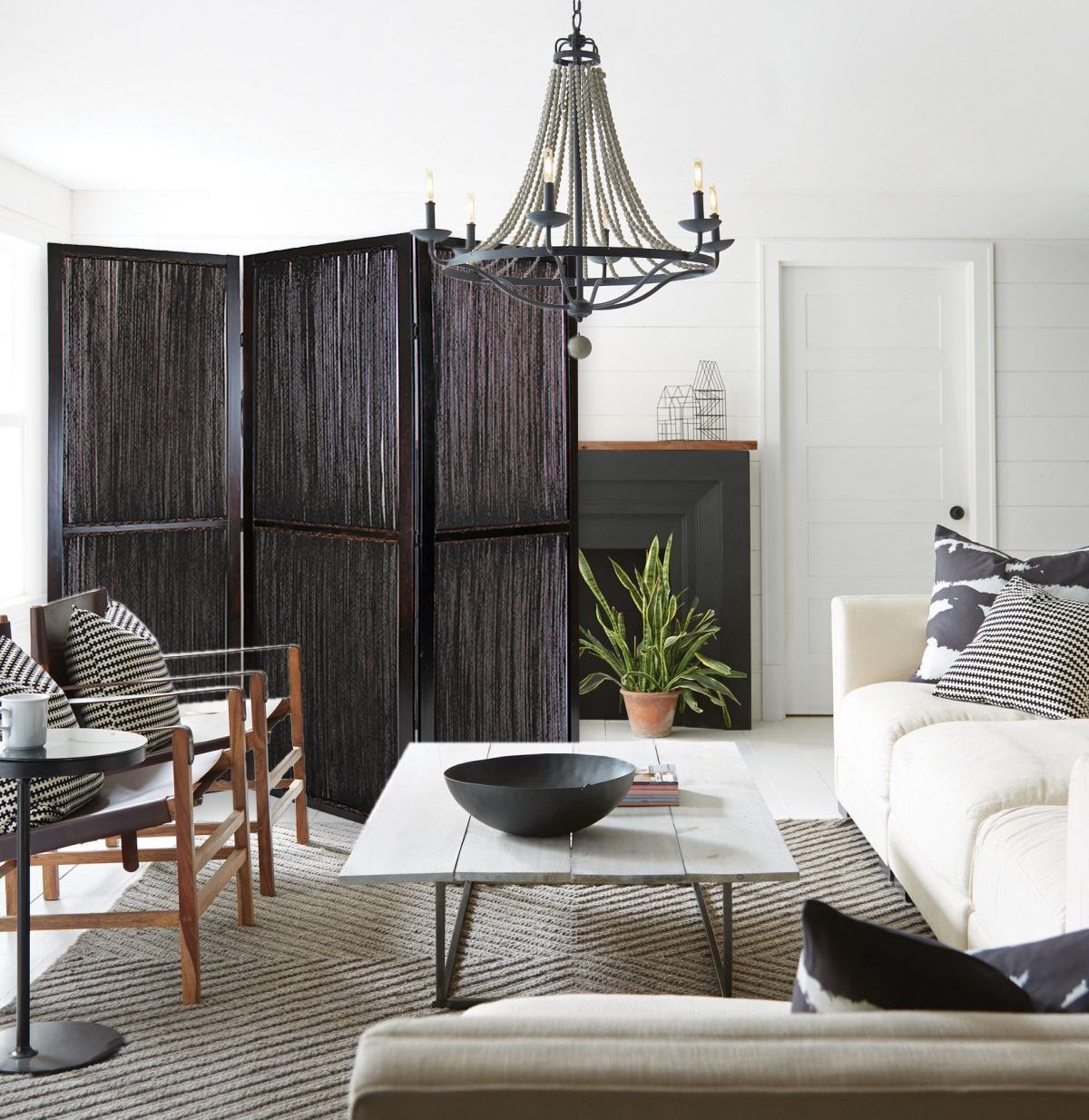 72" Brown Folding Three Panel Screen Room Divider