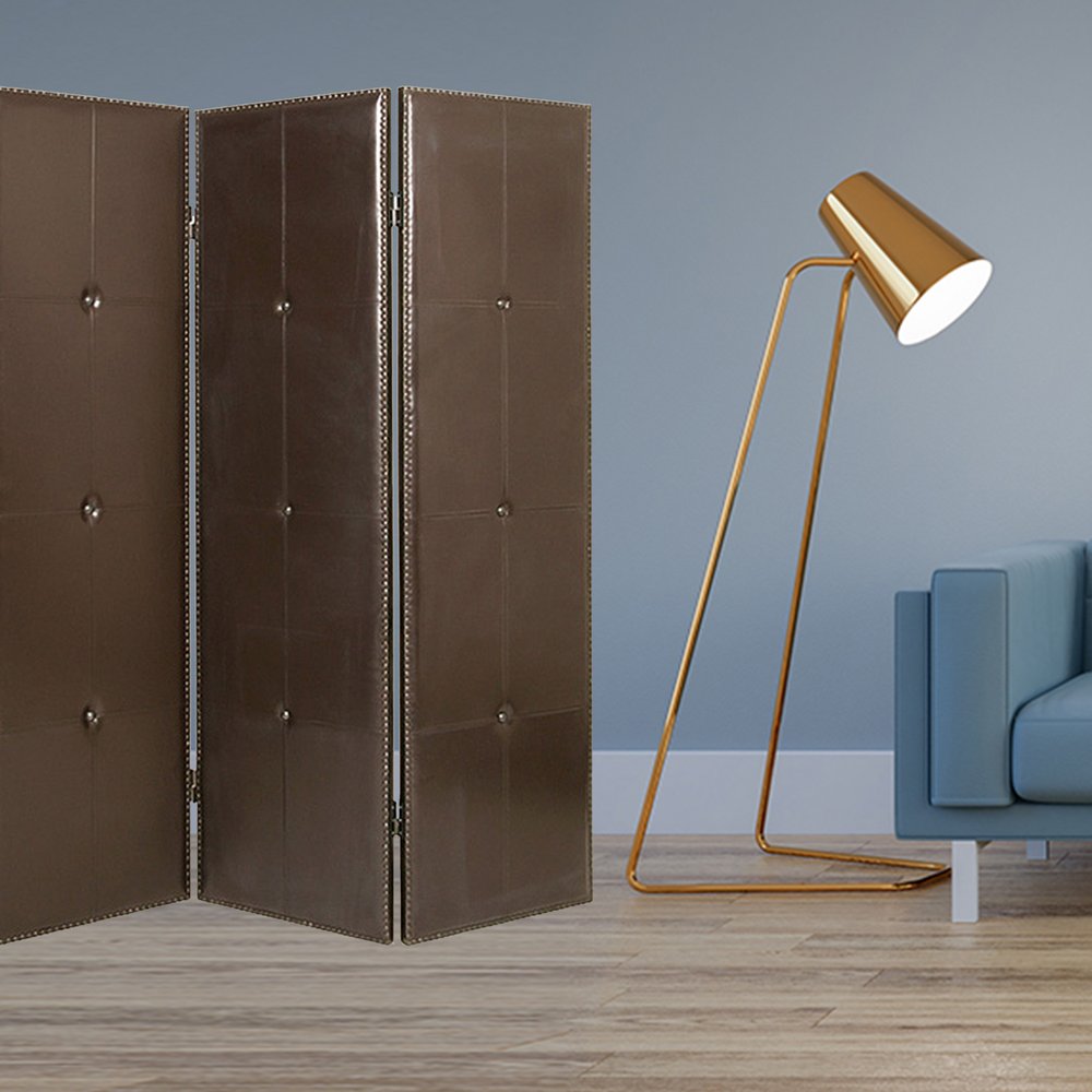 60" X 72" Brown Faux Leather Screen