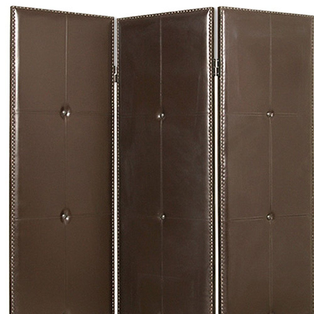 60" X 72" Brown Faux Leather Screen