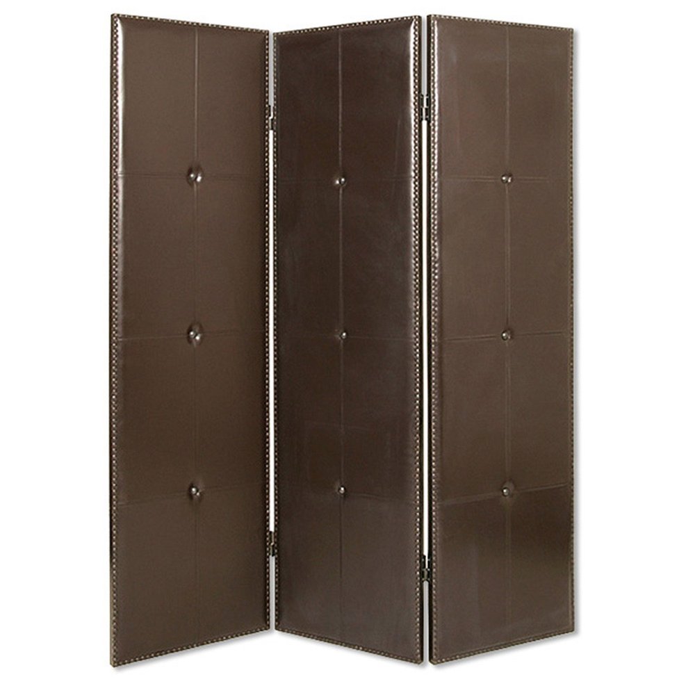 60" X 72" Brown Faux Leather Screen