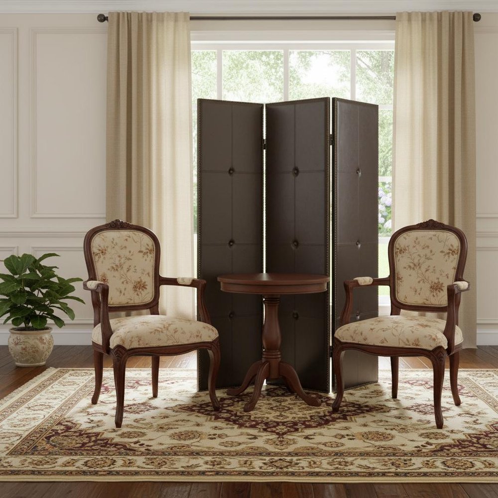 72" Brown Faux Leather Folding Three Panel Screen Room Divider