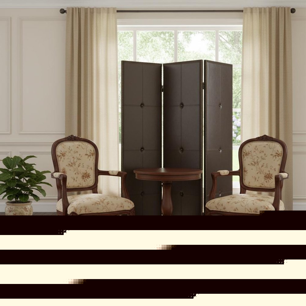 72" Brown Faux Leather Folding Three Panel Screen Room Divider