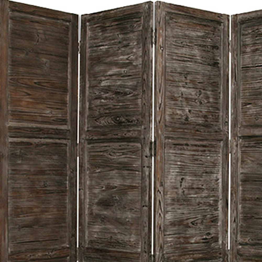 84" Gray Folding Four Panel Screen Room Divider
