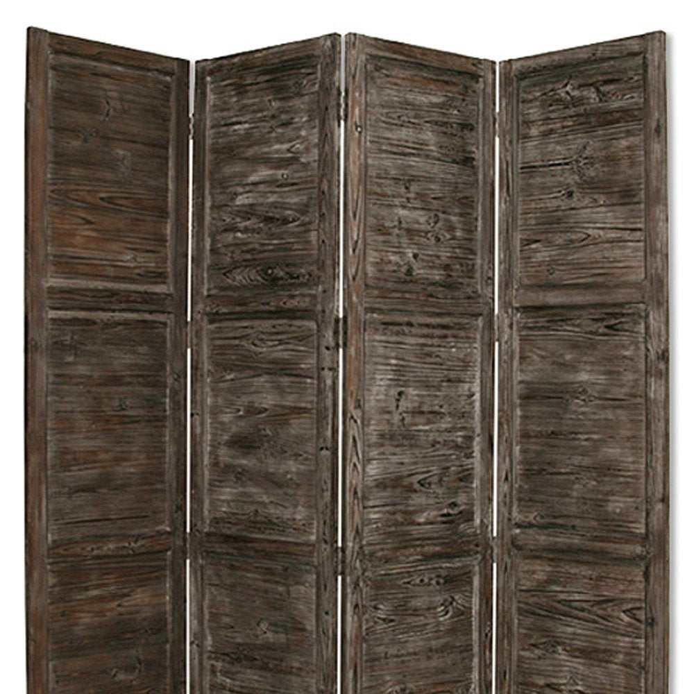 84" Black Wood Folding Four Panel Screen Room Divider