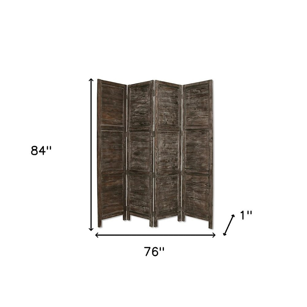 84" Gray Folding Four Panel Screen Room Divider