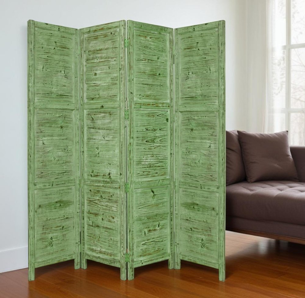 84" Gray Folding Four Panel Screen Room Divider