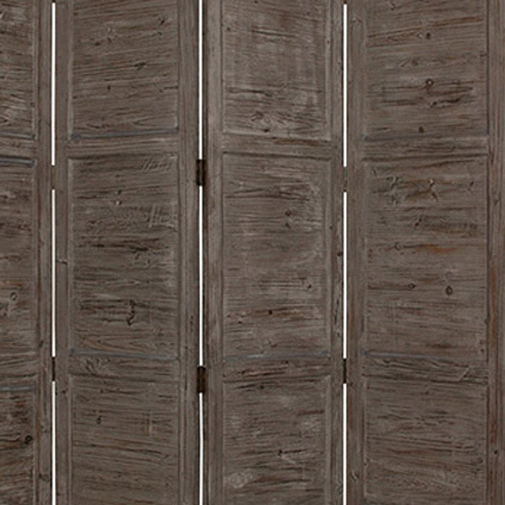 84" Gray Folding Four Panel Screen Room Divider