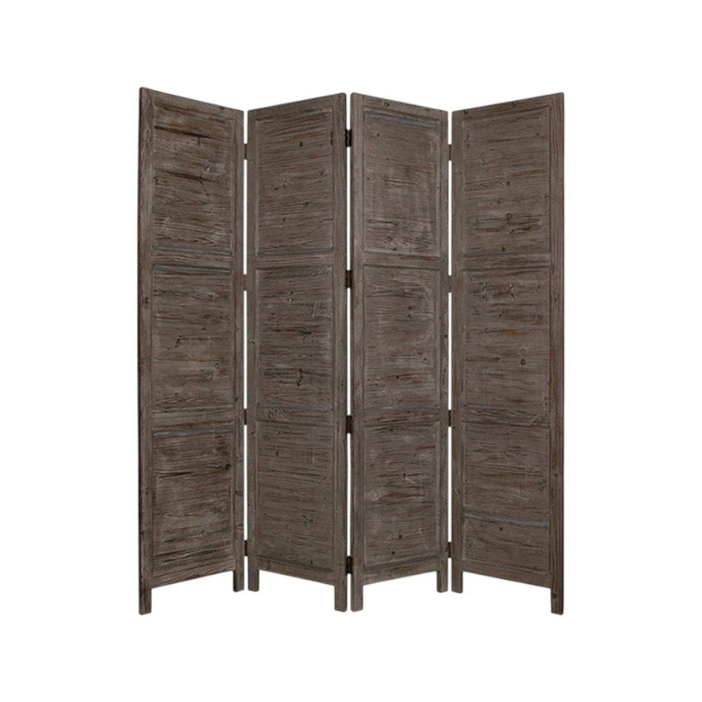 84" Gray Folding Four Panel Screen Room Divider
