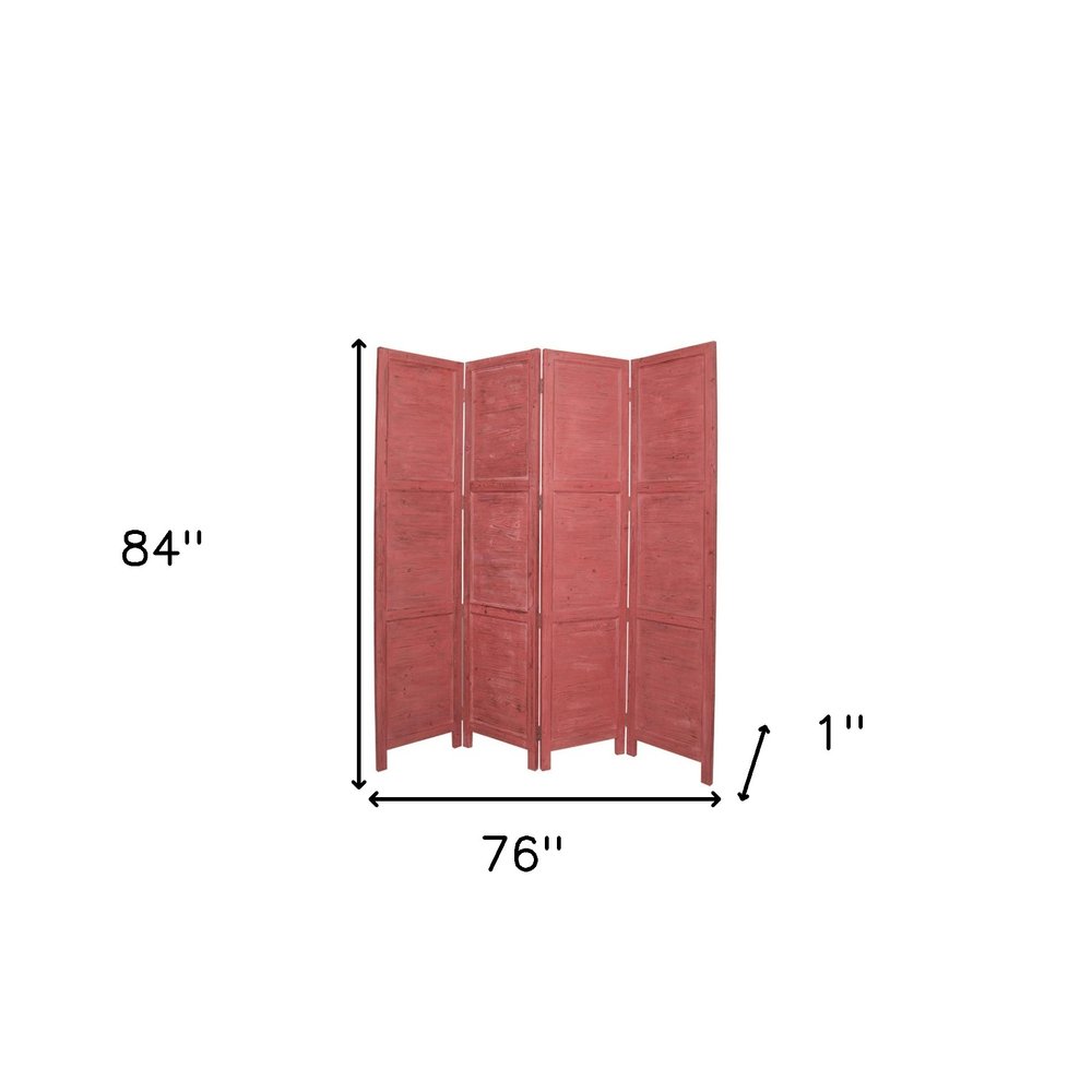 84" Gray Folding Four Panel Screen Room Divider