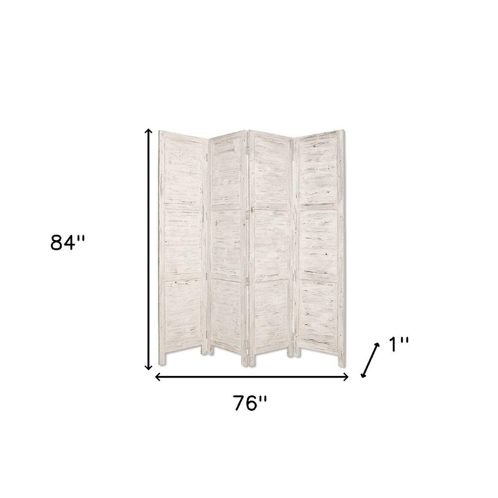 84" Gray Folding Four Panel Screen Room Divider