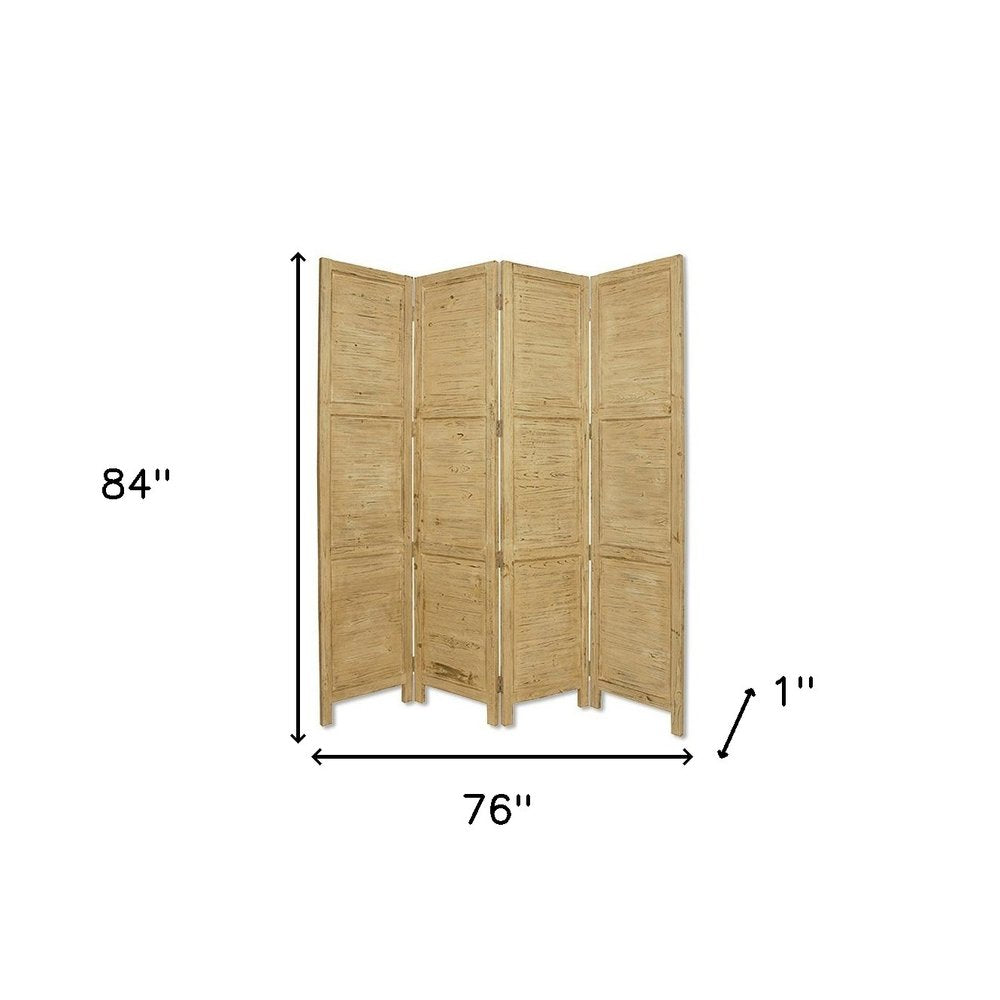 84" Gray Folding Four Panel Screen Room Divider