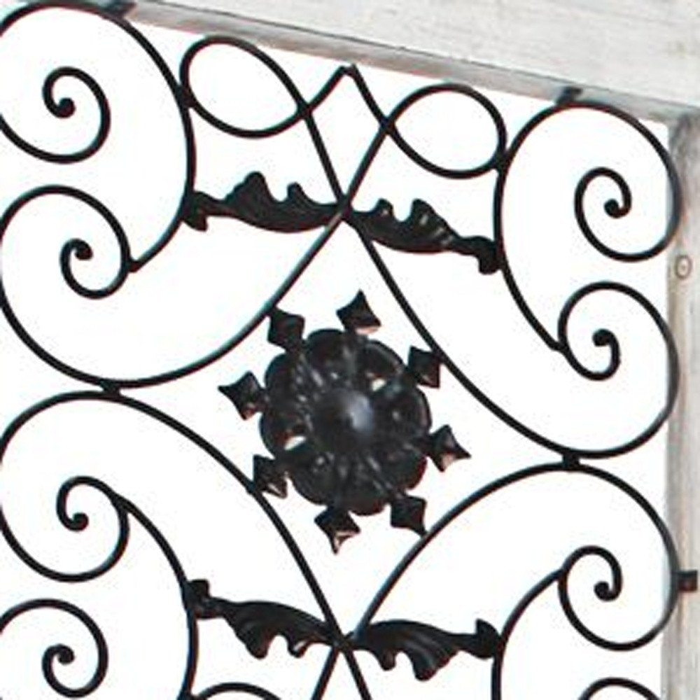 Gray Wash 4 Panel With Scroll Work Room Divider Screen