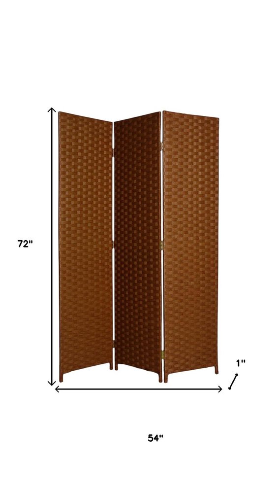 54" X 72" Dark Brown Wood 3 Panel Screen