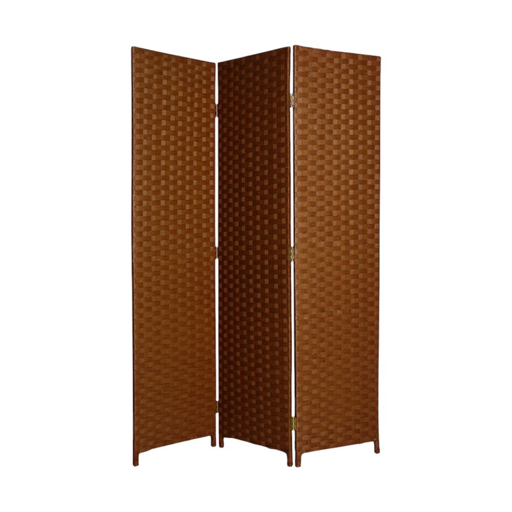 72" Dark Brown Folding Three Panel Screen Room Divider