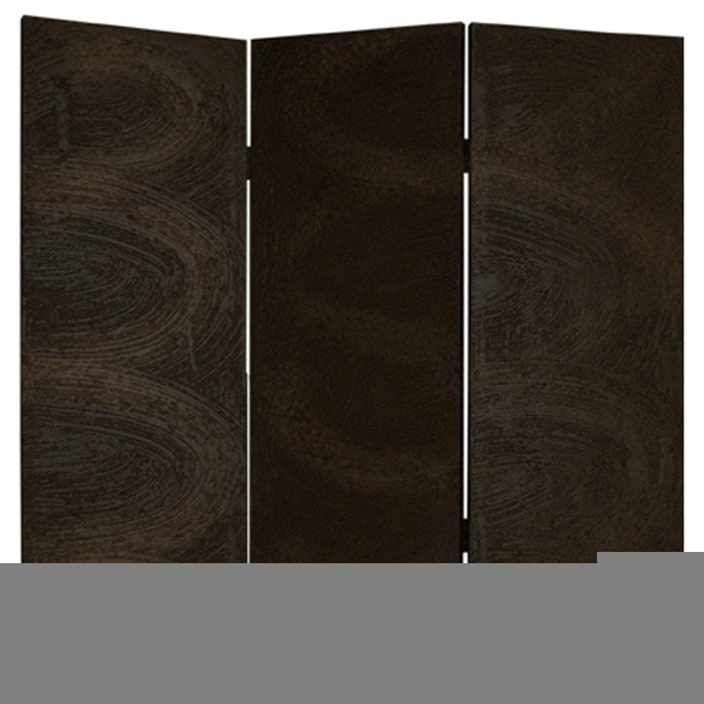 72" Black Canvas Folding Three Panel Screen Room Divider