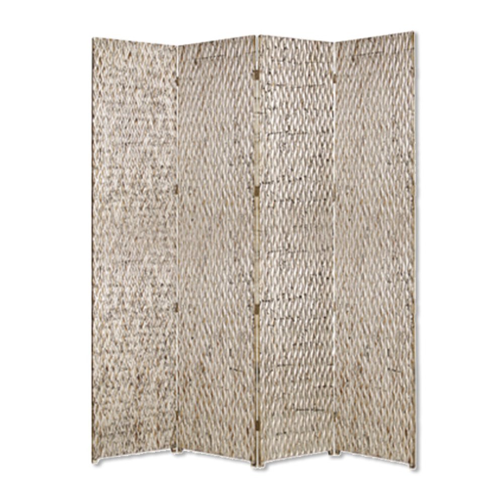 84" Silver Wood Folding Four Panel Screen Room Divider