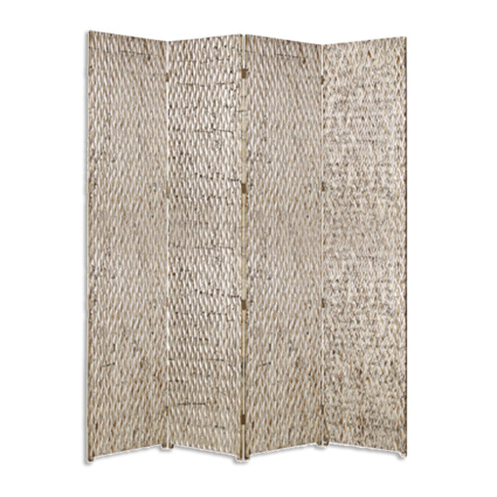 84" Silver Wood Folding Four Panel Screen Room Divider