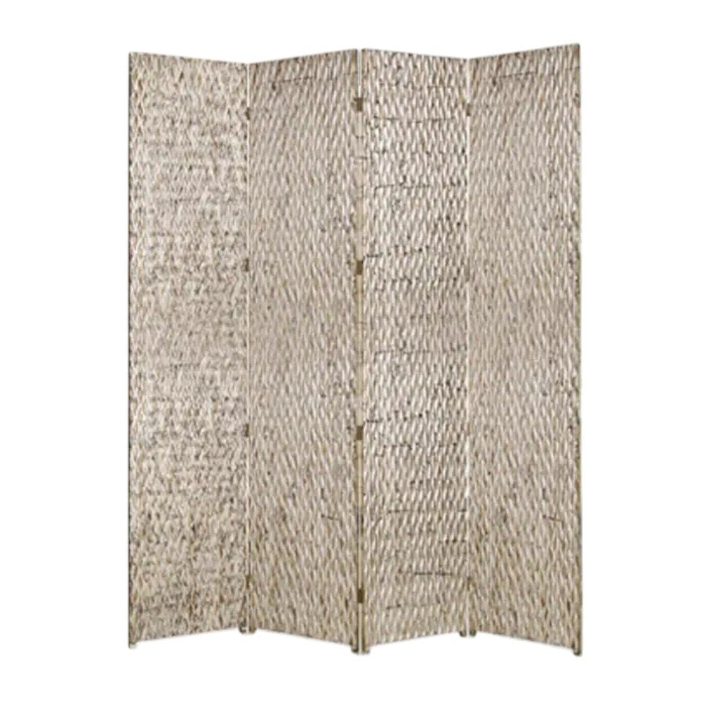 84" Brown Wood Folding Four Panel Screen Room Divider