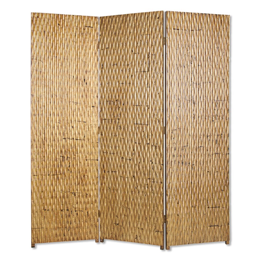 63" X 72" Silver Wood 3 Panel Screen