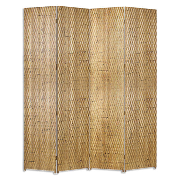 84" Gold Wood Folding Four Panel Screen Room Divider