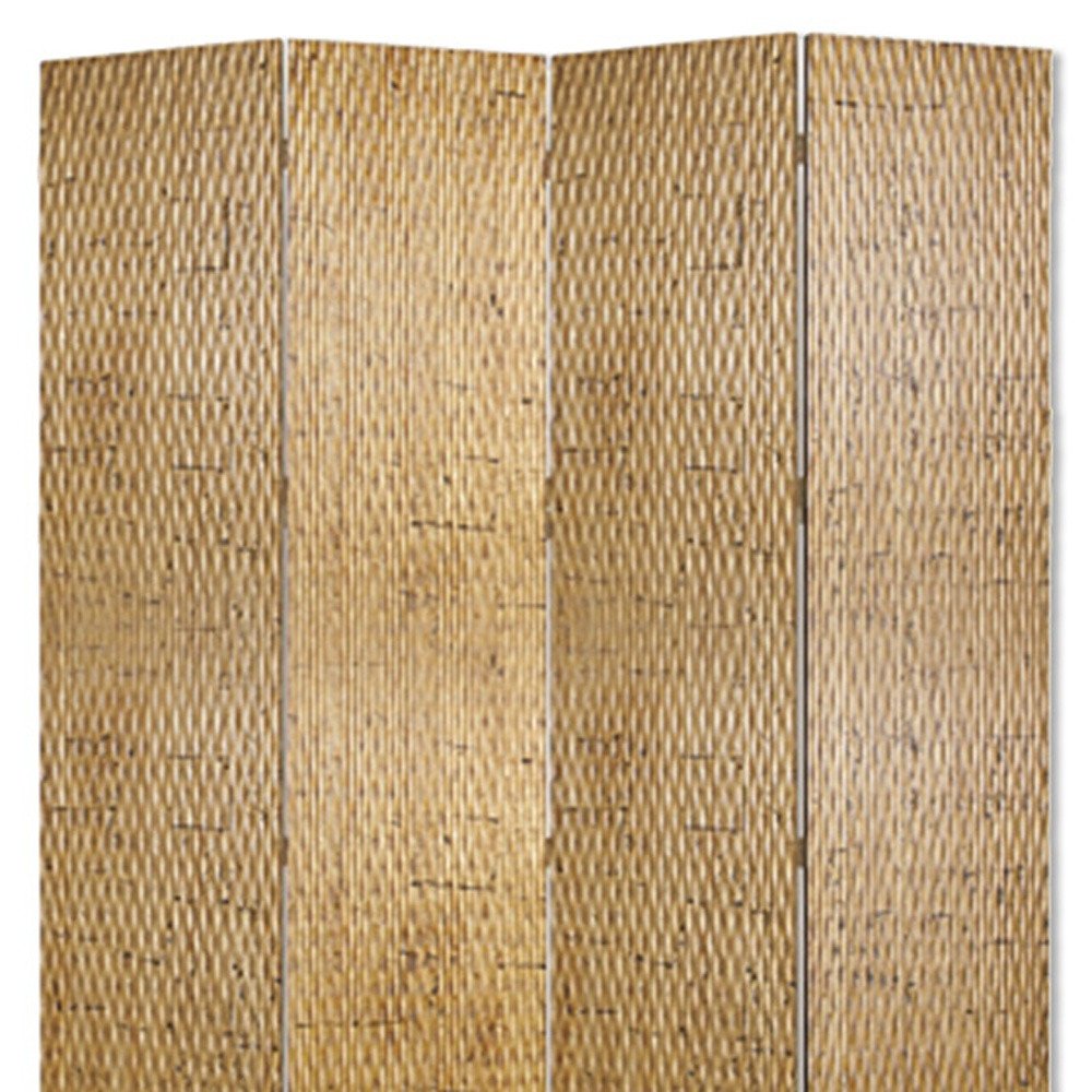 84" Brown Wood Folding Four Panel Screen Room Divider