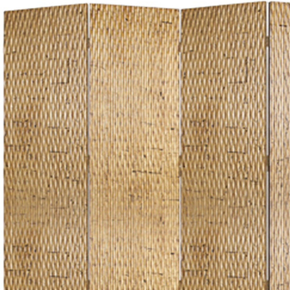 84" Gold Wood Folding Four Panel Screen Room Divider