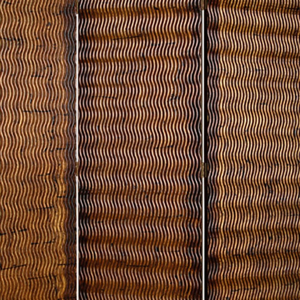 63" X 72" Brown Wood 3 Panel Screen