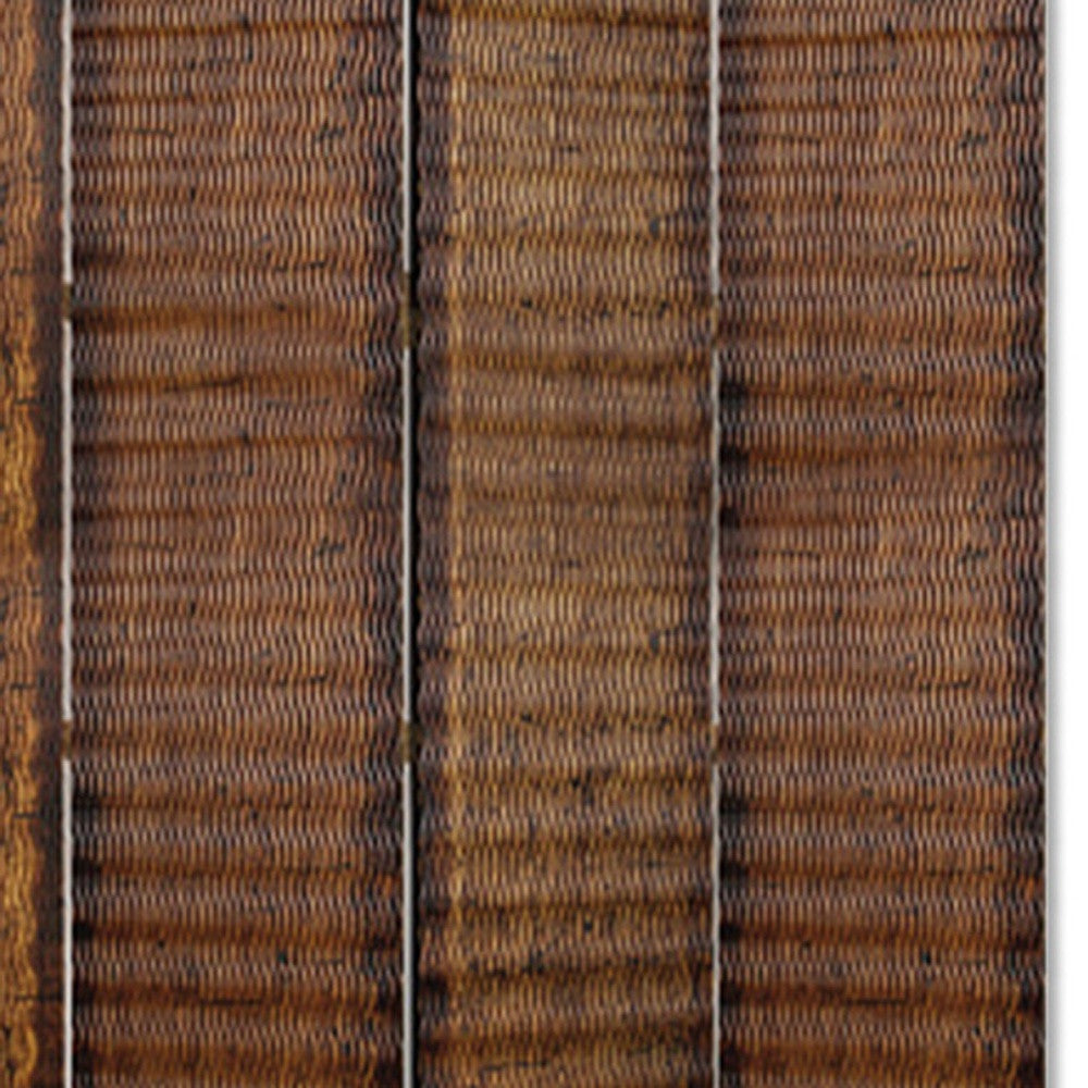 84" Brown Wood Folding Four Panel Screen Room Divider
