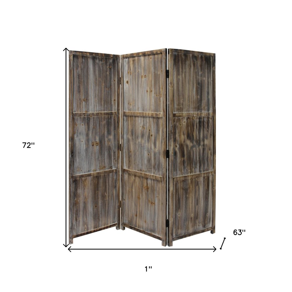 72" Brown Solid Wood Panel Screen Room Divider