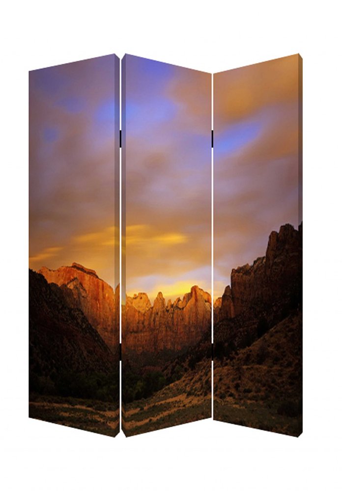 48 X 72 Multi Color Wood Canvas Desert Screen