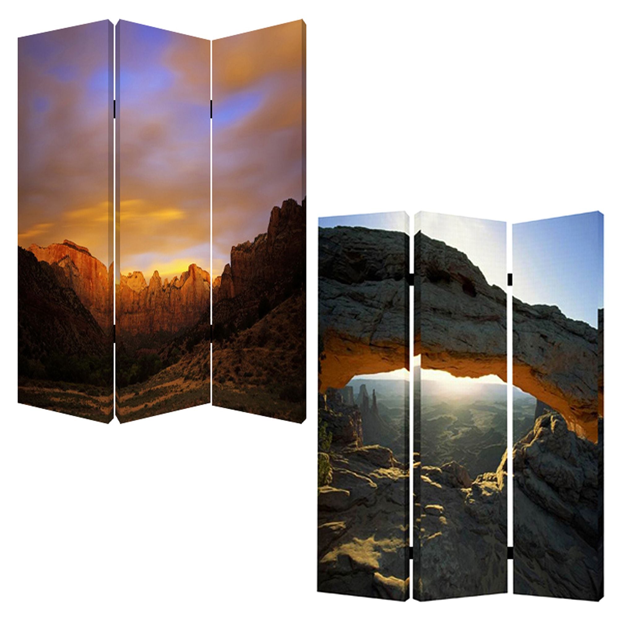 48 X 72 Multi Color Wood Canvas Desert Screen